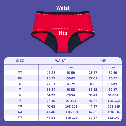 Go pad free ultra period panty size chart