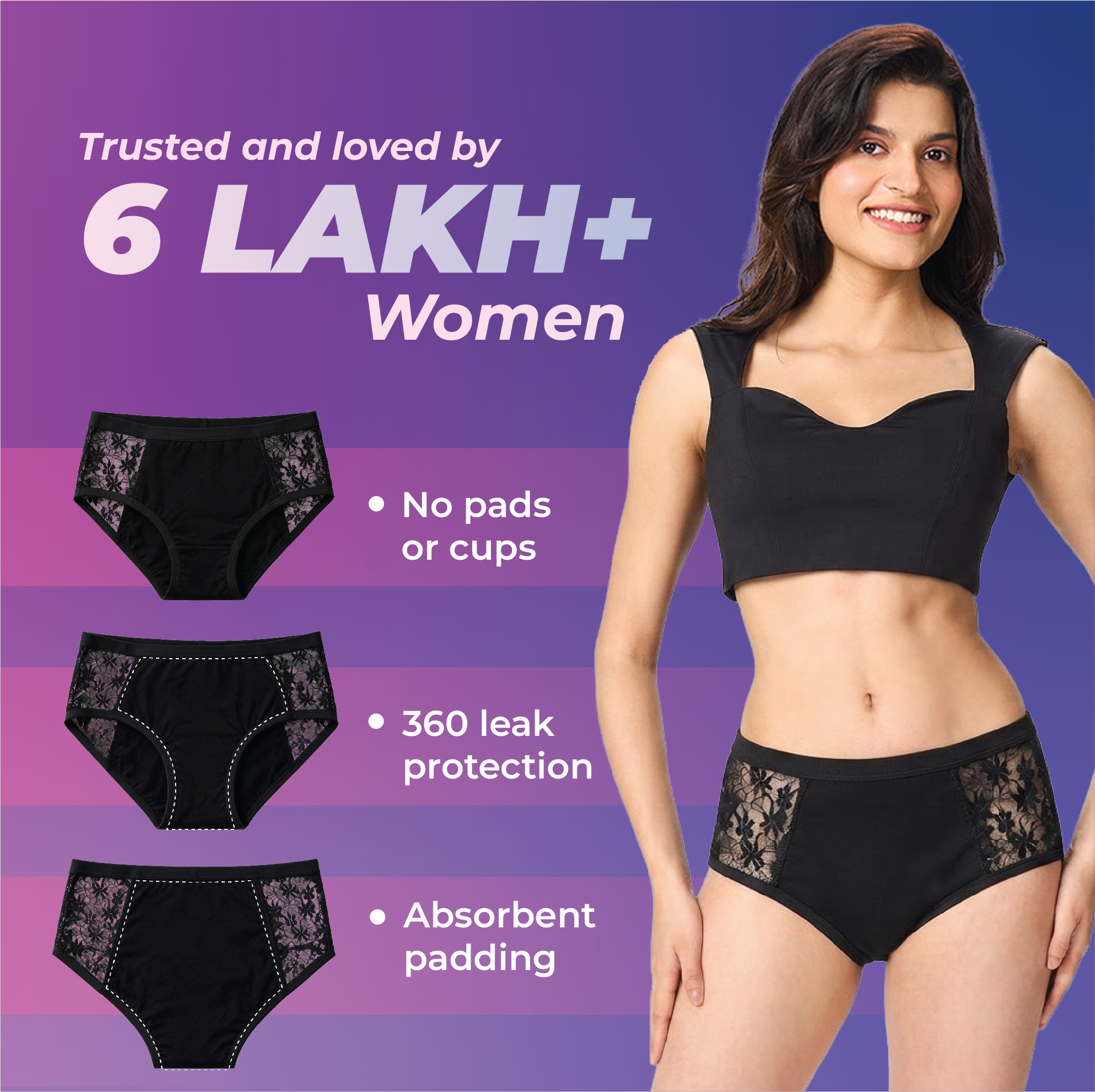 Healthfab® GoPadFree Heavy Reusable Lace Period Panty