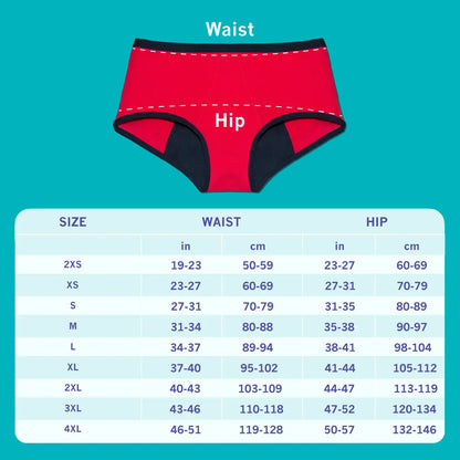 gopadfree period panty features size chart