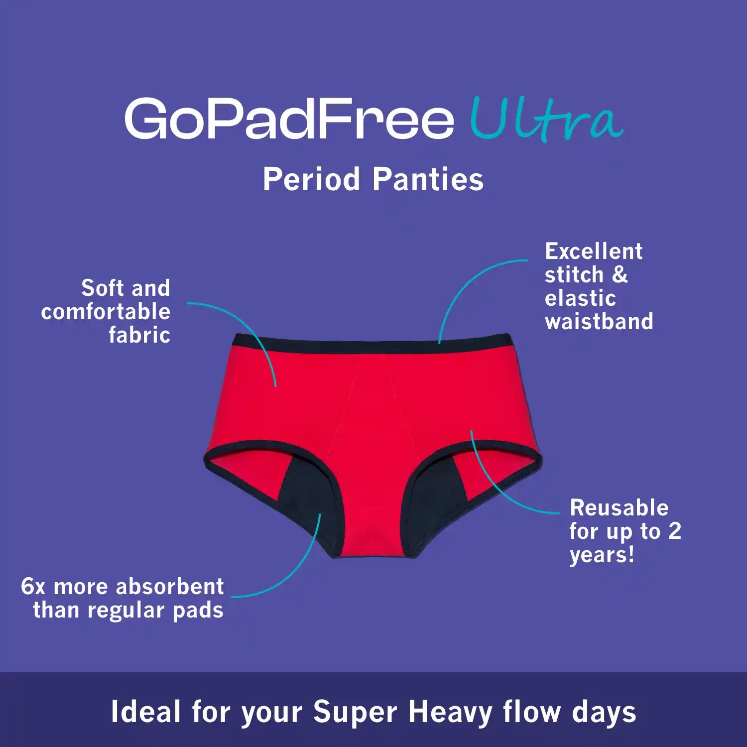 Pad Free Period Reusable Washable Leak Proof Period Panty lasts