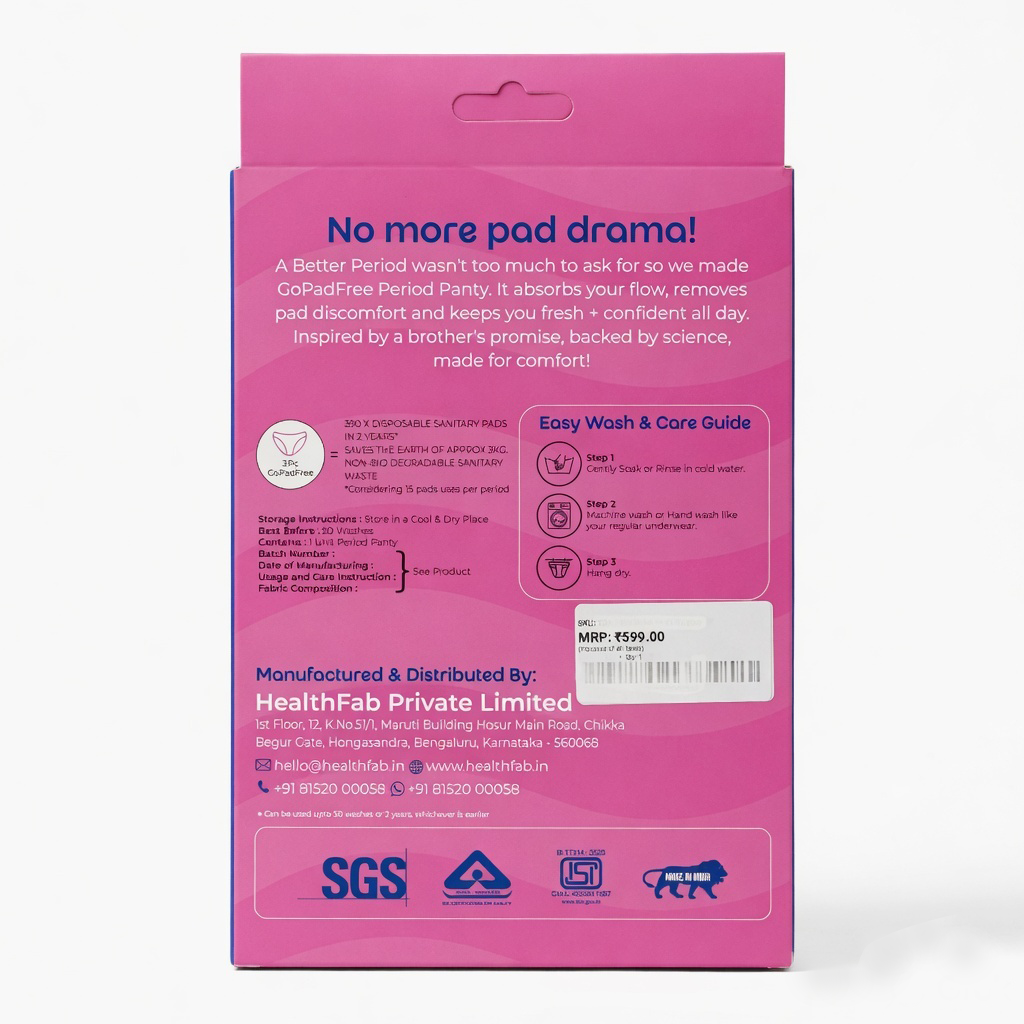 Healthfab® GoPadFree Heavy Leakproof Reusable Period Panty