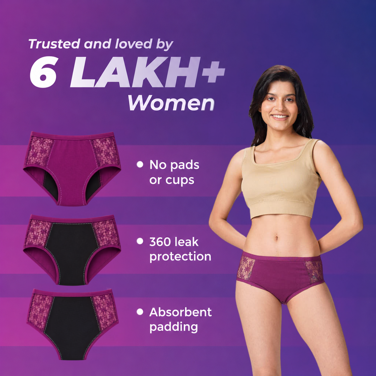 Healthfab® GoPadFree Heavy Reusable Lace Period Panty