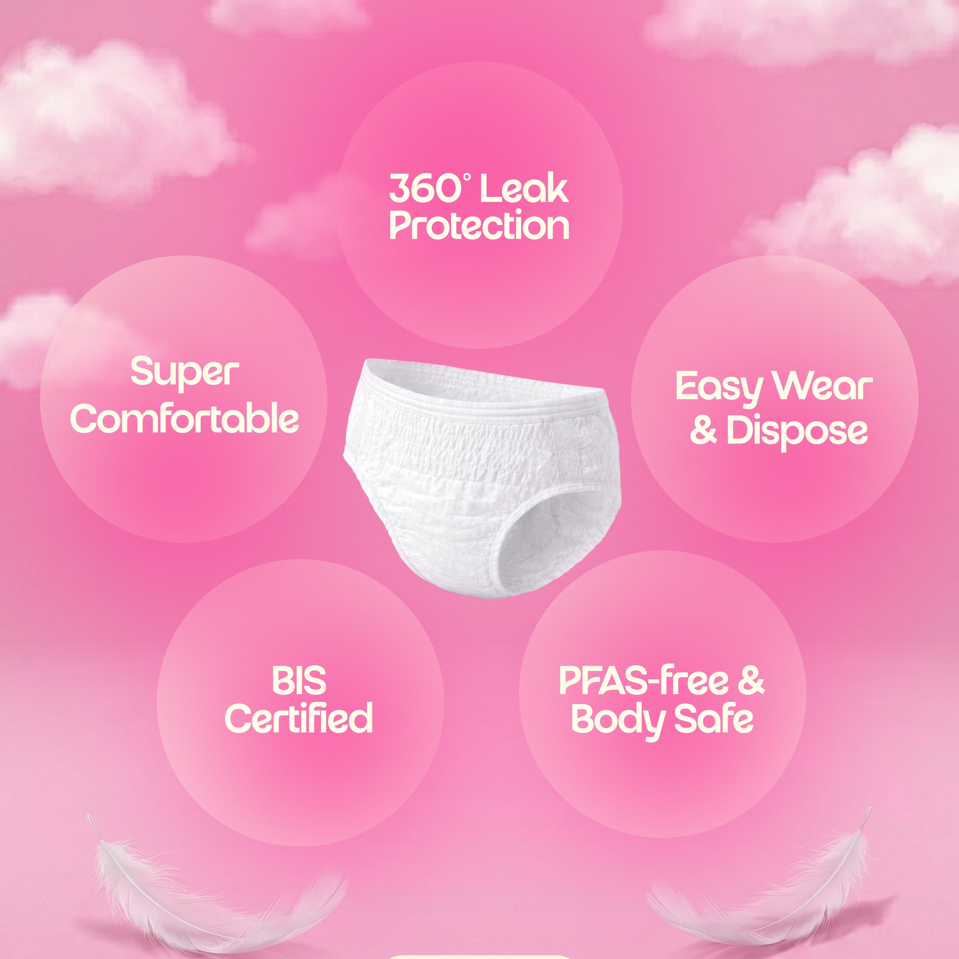 White underwear on a pink background with features highlighted